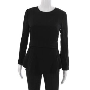 Intermix Womens Black Classic Round Neck Long Sleeve Blouse Size PP